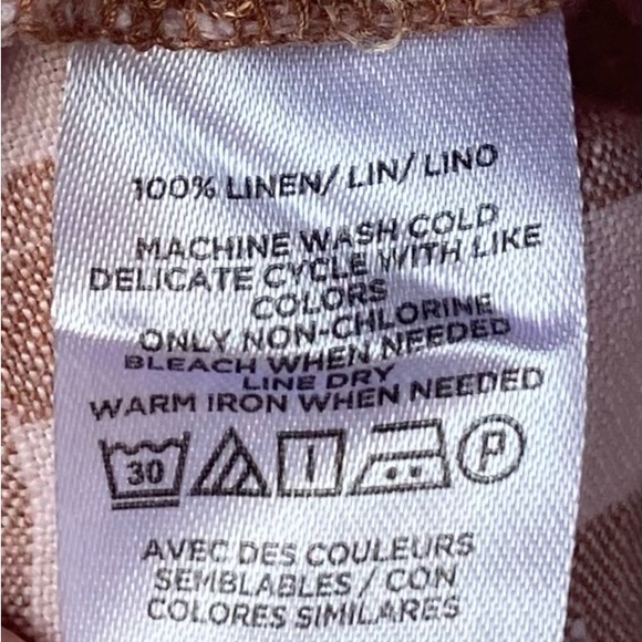 LOU & GREY 100% Linen Cropped Gingham Top Size XS - Picture 8 of 8